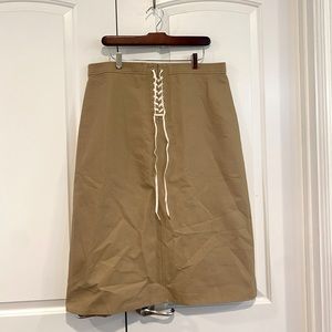 J. Crew Tie Khaki Lace-up Pencil Skirt